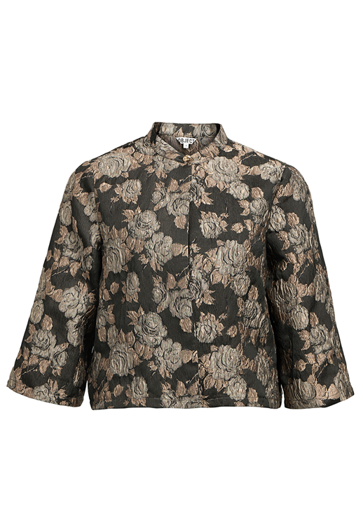 OBJJUNA 3/4 RE HIGHNECK SHIRT 142 Black Brown flowers