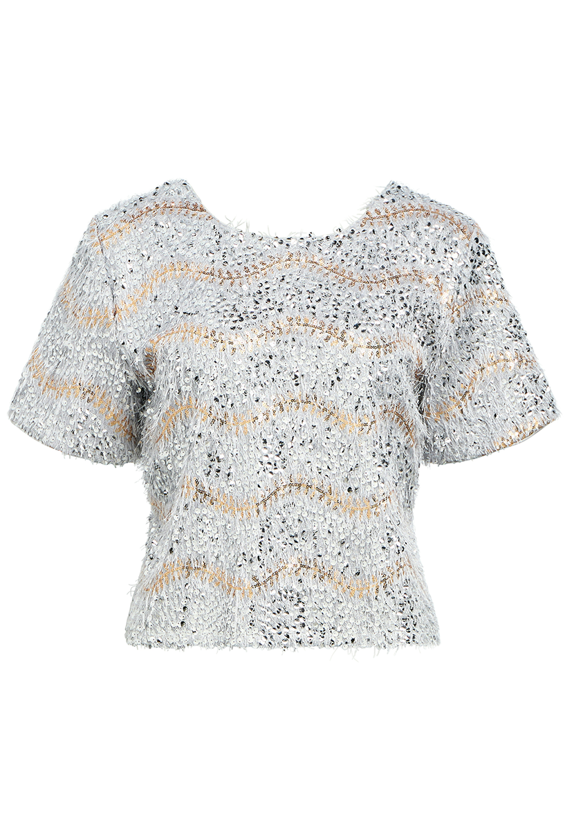 OBJDANA S/S RE TOP 141 Light Grey Melange Gold