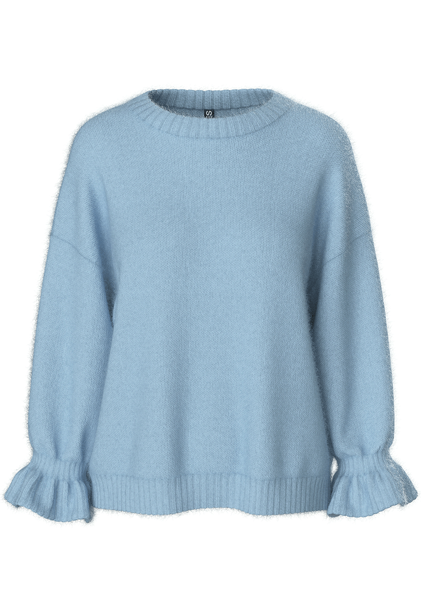 Pcjimma ls o-neck cuff knit pwp bc Airy blue