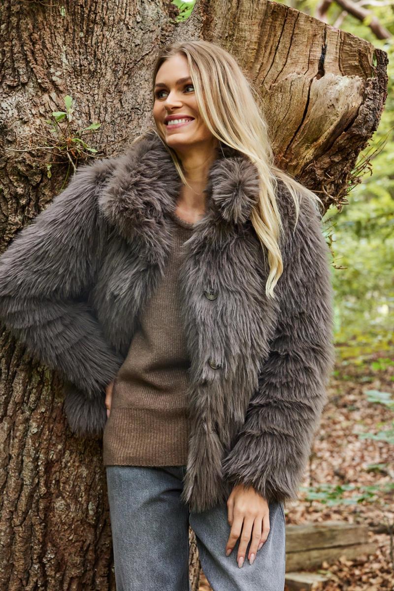 Fur jacket Allure Dark taupe