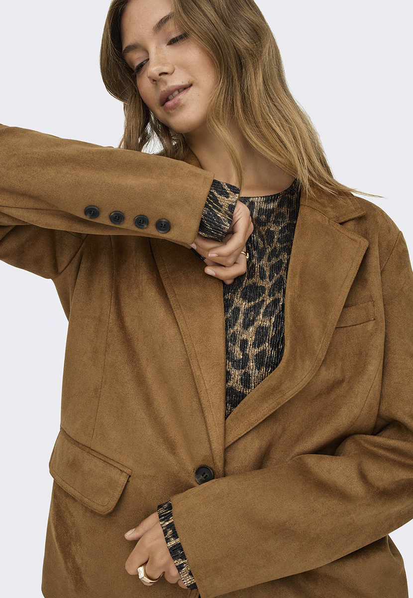 Onlina life l/s faux suede blazer tlr Nuthatch