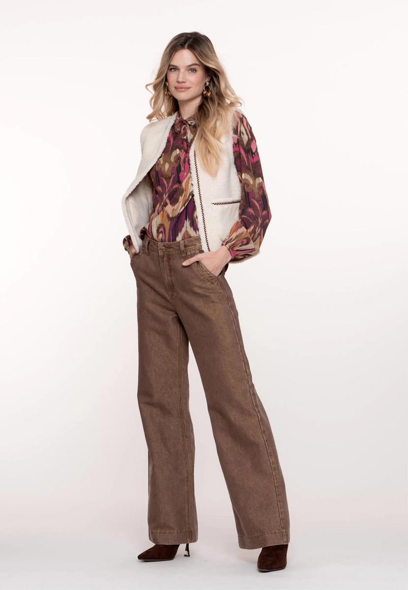 Geisha flared pants with regular waist Camel