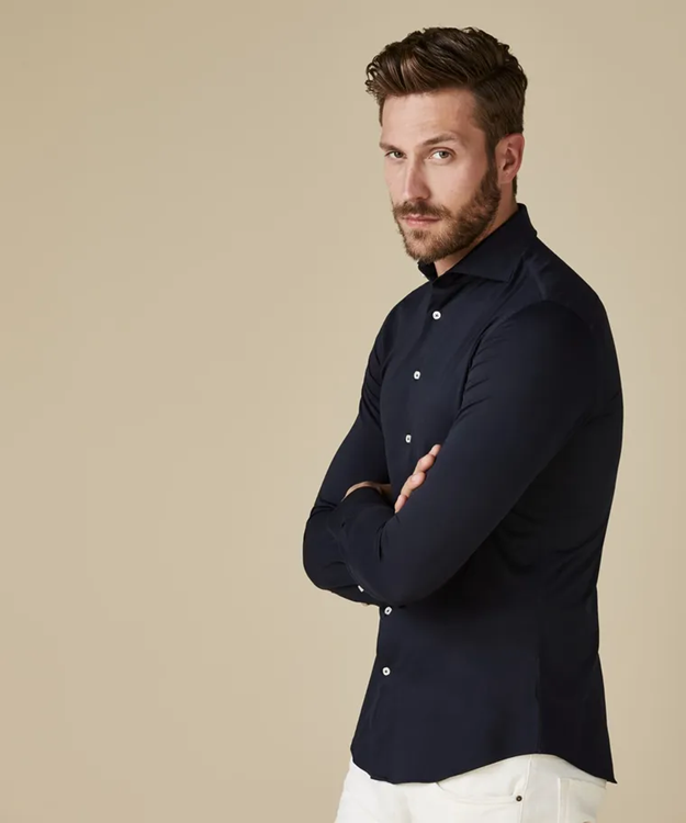 Profuomo Japanese Knitted Overhemd: Stijlvol en comfortabel in elke situatie