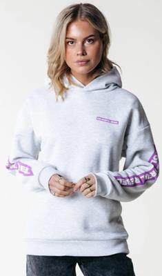 Colourful rebel sleeve logo clean hoodie Light grey melange